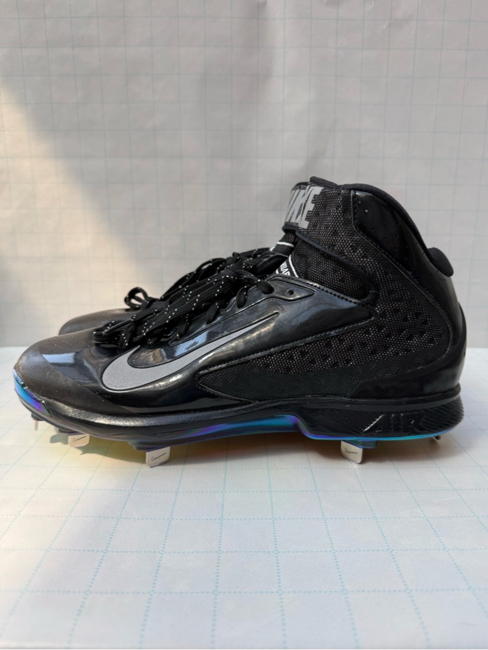 Nike Huarache High Top Baseball Cleats - Size 10 - Rainbow Undersole - NWT - Picture 2 of 11